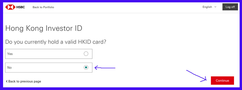 香港投資者識別番号（HKIDR: Hong Kong Investor Identification Regime）の登録画面